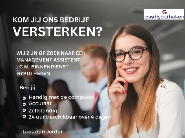 Vacature management assistent CVS Hypotheken